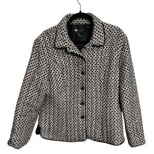 VTG‎ Carole Little Women’s Black White Silk Blend Jacket XL Work * Evening
